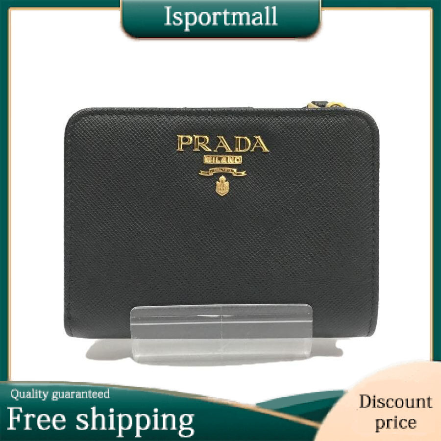 PRADA Saffiano Leather Wallet Black-Isportmall