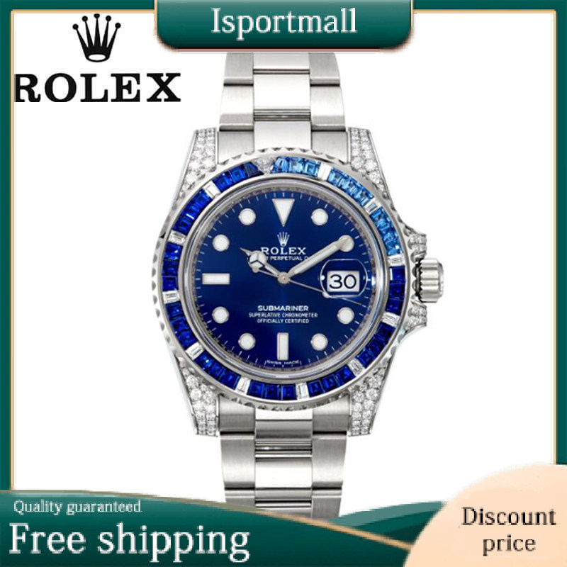 Rolex White Gold Submariner Date Watch - Sapphire and Diamond Bezel - Blue Dial - 116659-Isportmall