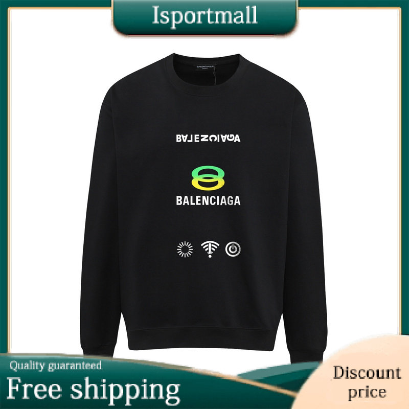  [Balenciaga] Trendy multi-patterned long-sleeved sweatshirt in black-Isportmall