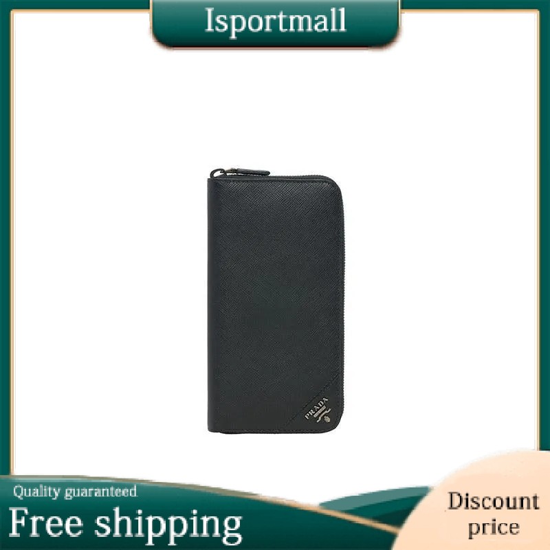PRADA Saffiano Leather Wallet Black-Isportmall