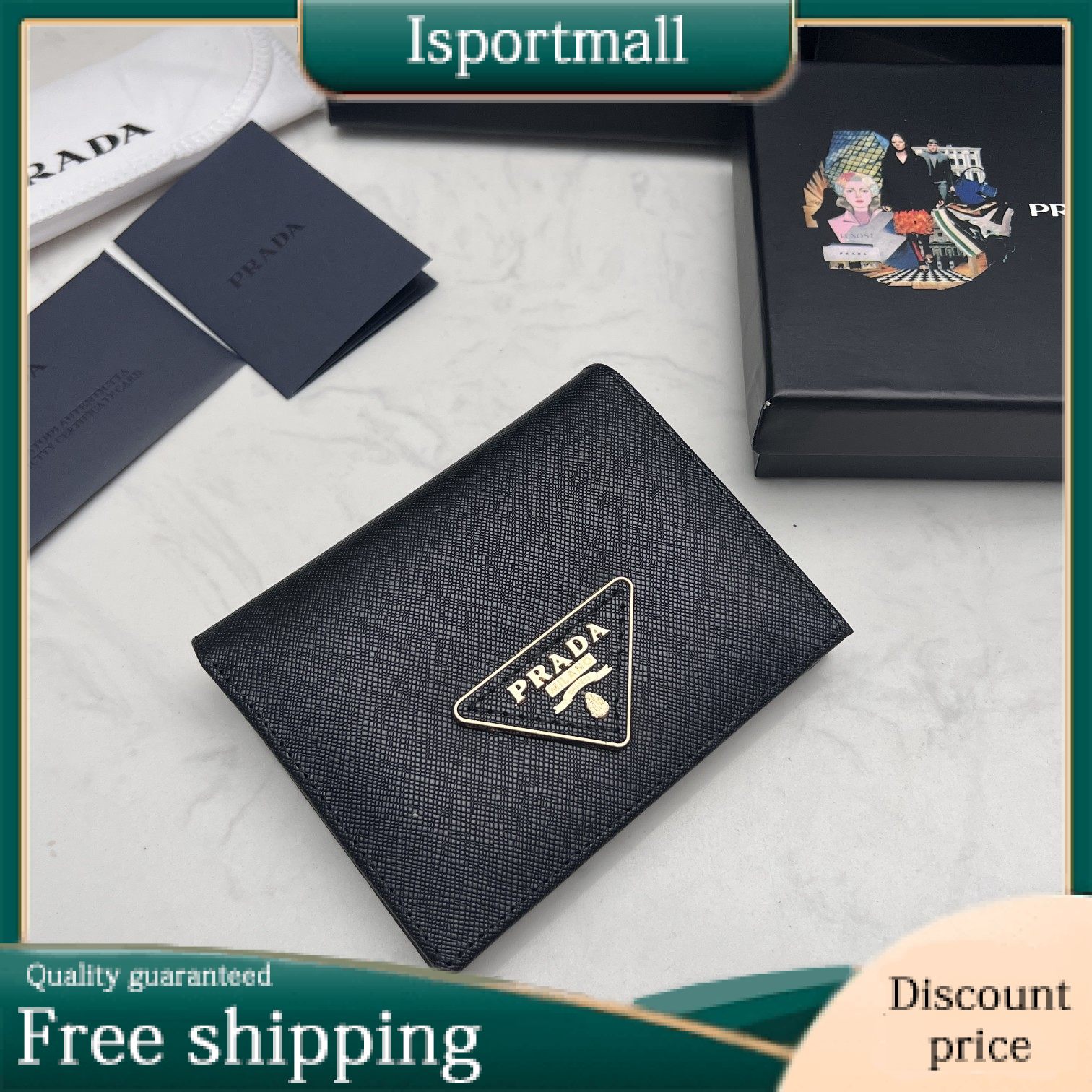 PRADA Prada Saffiano Bi-fold Wallet-Isportmall