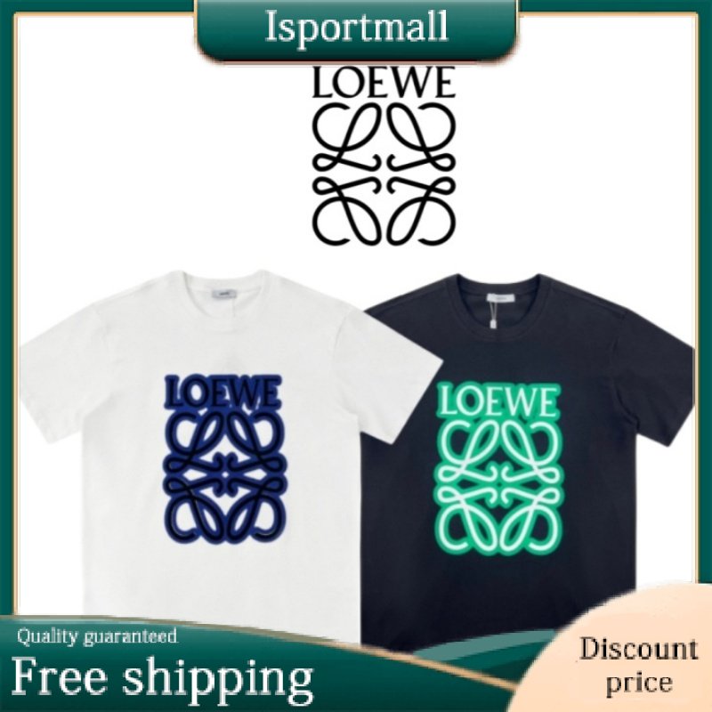 LOEWE 2023ss New color matching couple short sleeves with big logo print on chest-Isportmall