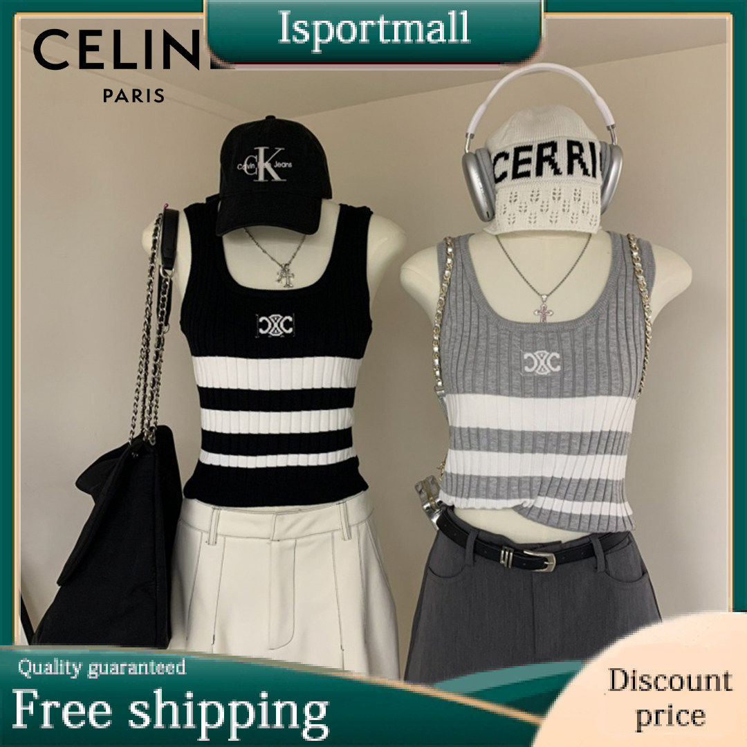 Celine Women's Short Sleeve Knit Slim Top-Isportmall